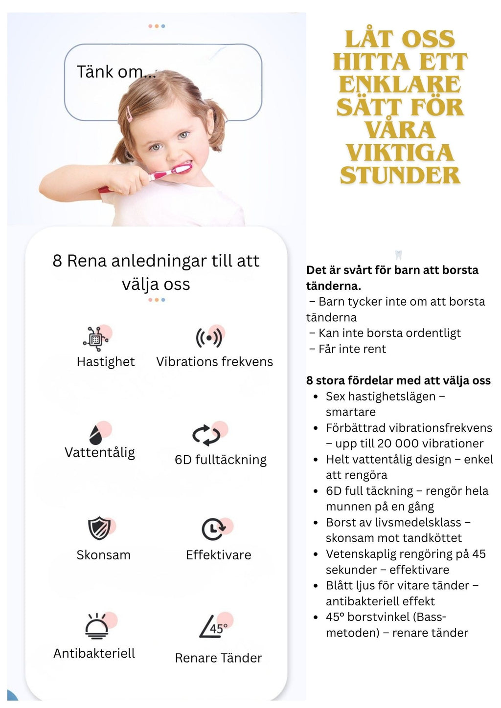 Elektrisk tandborste med söt design och effektiv rengöring